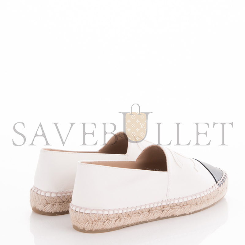 CHANEL LAMBSKIN ESPADRILLES WHITE BLACK G29762